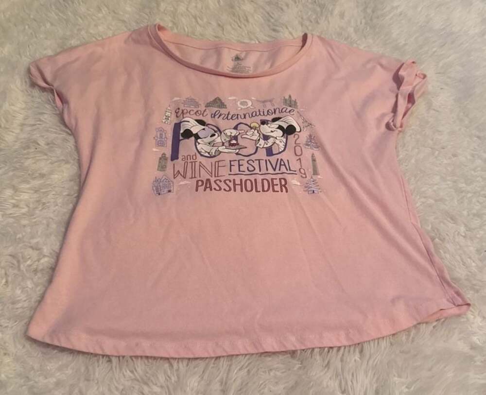 Disney Parks Epcot International Food and Wine Festival 2019 Passholder Pink T-S